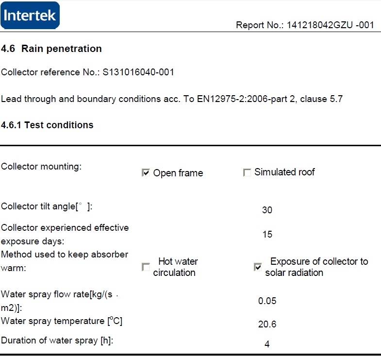 Wasserdichtheit Röhrenkollektoren